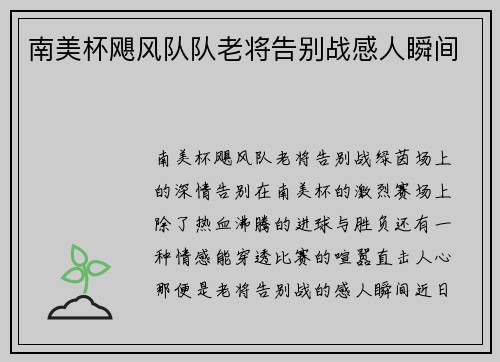 南美杯飓风队队老将告别战感人瞬间